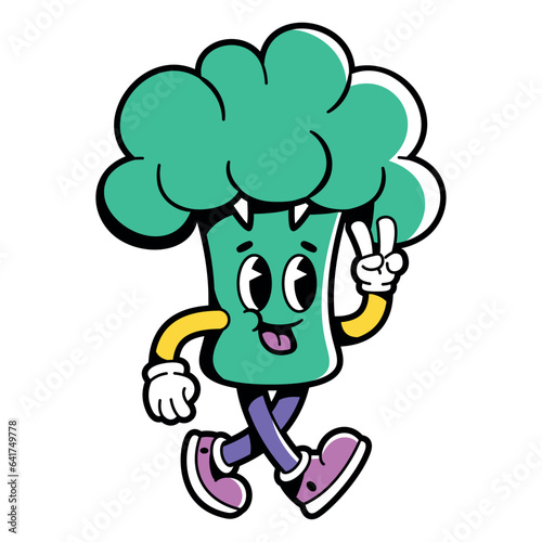 vector funny cartoon character broccoli illustration isolated