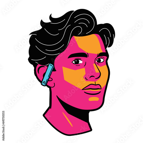 vector man avatar headphone cartoon illustration isolated