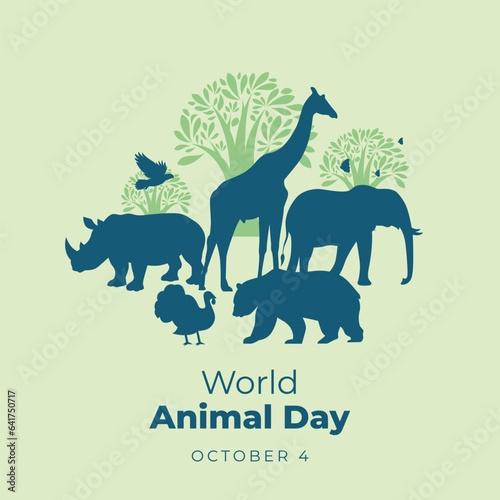 world animal day design template good for celebration usage. animal vector illustration. animal silhouette design. vector eps 10.