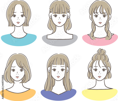 困った顔の10〜20代女性のアイコン