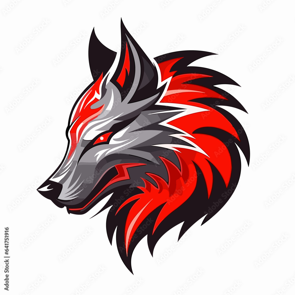Esport vector logo wolf on white background side view, wolf icon, wolf head, wolf sticker
