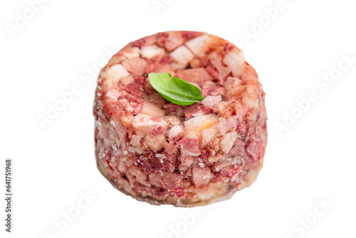 meat brawn food Sülze pieces of meat in jelly pork, beef meat product ready to eat meal food snack on the table copy space food background rustic top view photo