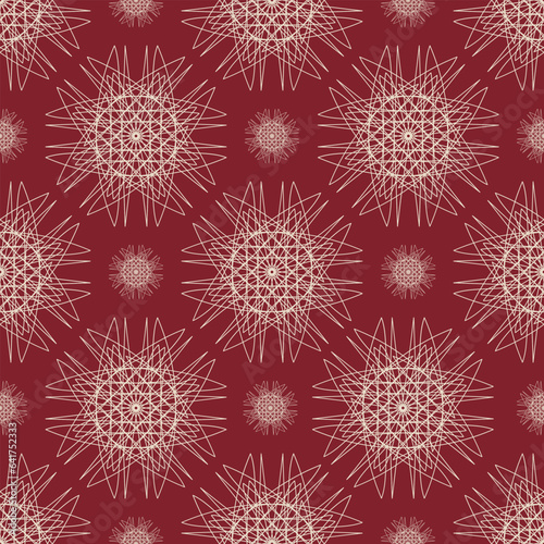 Vector seamless vintage pattern of abstract lace flowers on red background