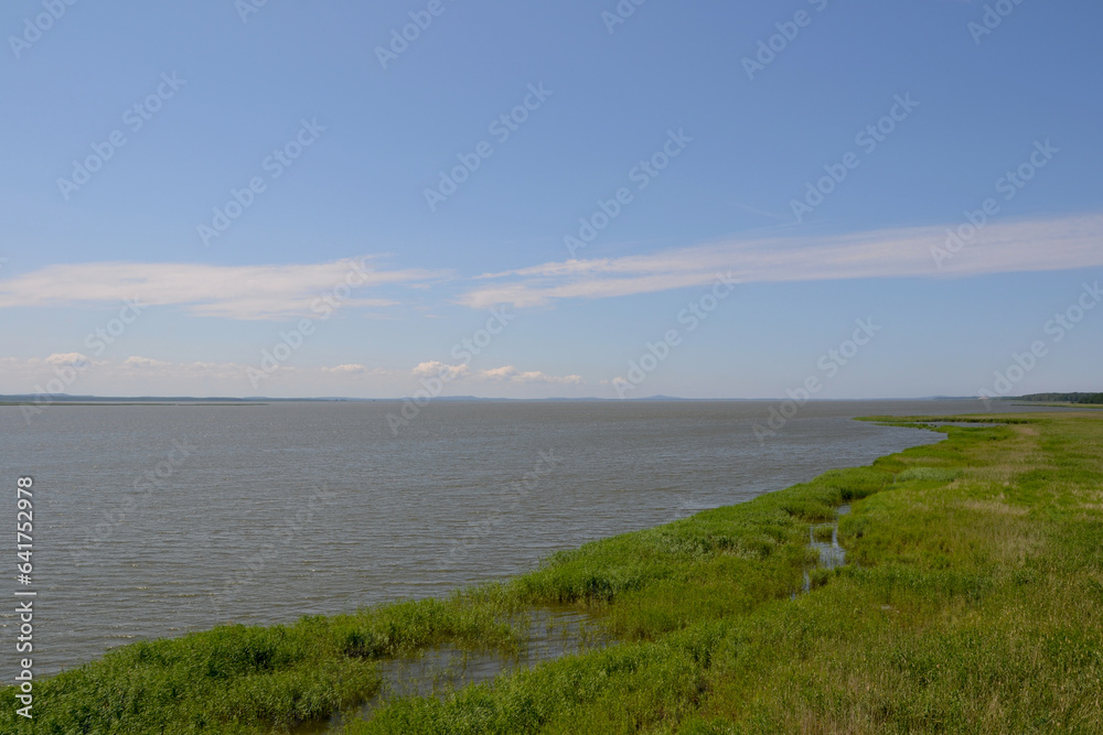 Lebsko lake, near Leba coastal town and sand dunes. Baltic Sea, Poland