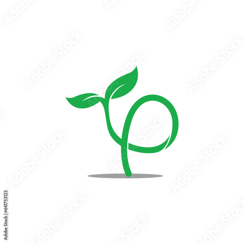 letter loop plantation green bud logo vector