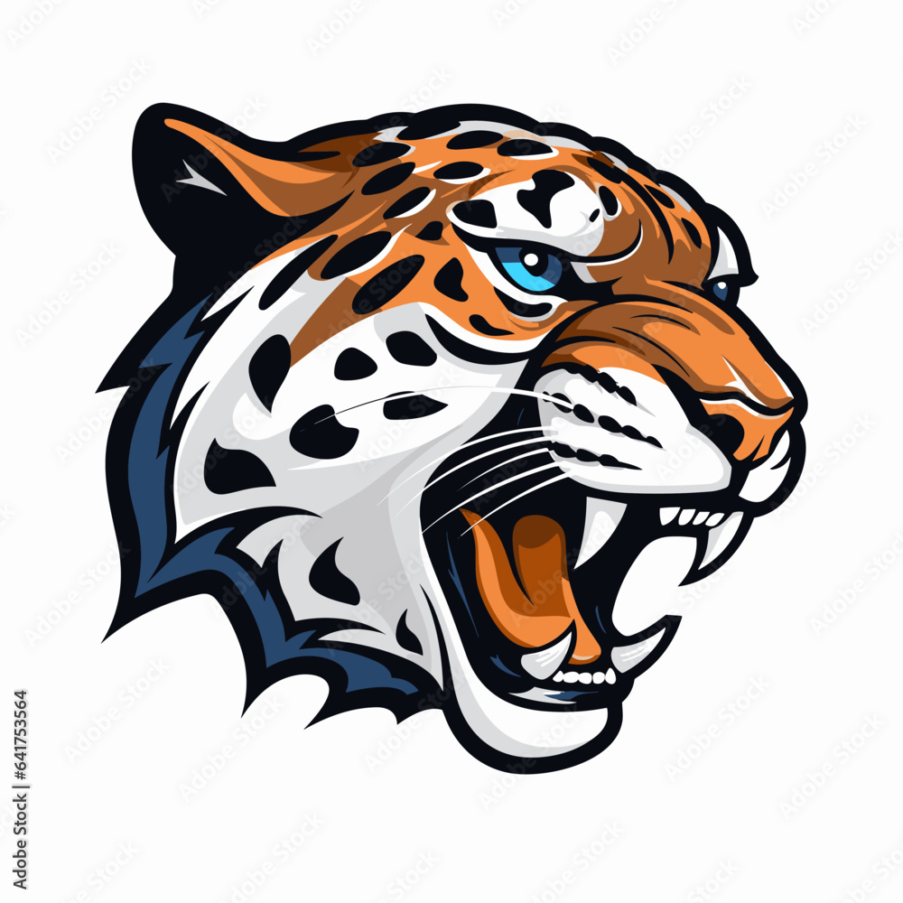 Esport vector logo jaguar on white background side view, jaguar icon, jaguar head, jaguar sticker, cheetah
