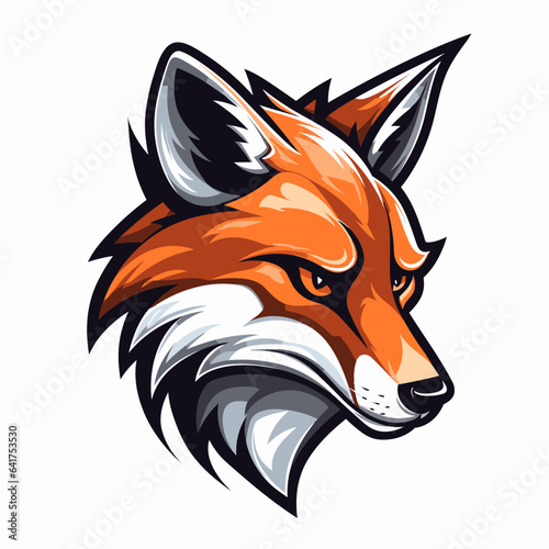 Esport vector logo fox on white background side view, fox icon, fox head, fox sticker