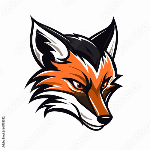 Esport vector logo fox on white background side view, fox icon, fox head, fox sticker