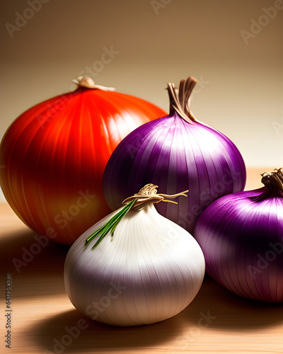 Brown, red and white onions