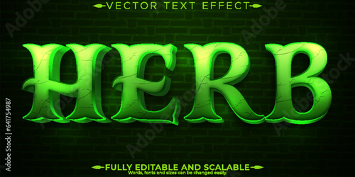 Editable text effect leaf, 3d green and garden font style