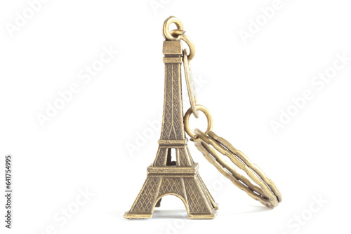 Eiffel Tower keychain isolated on white