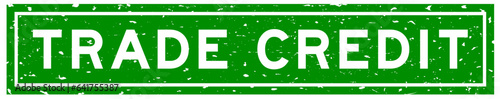 Grunge green trade credit word square rubber seal stamp on white background