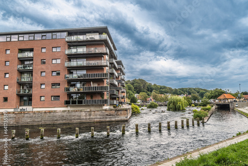 City center in Silkeborg at the river Gudenaa, Denmark photo