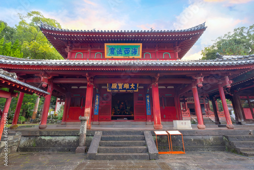 Nagasaki, Japan - Nov 29 2022: Sofukuji temple built in 1629 for Nagasaki's Chinese residents, the temple is constructed in a Chinese architectural style and different from other temples in Japan. photo