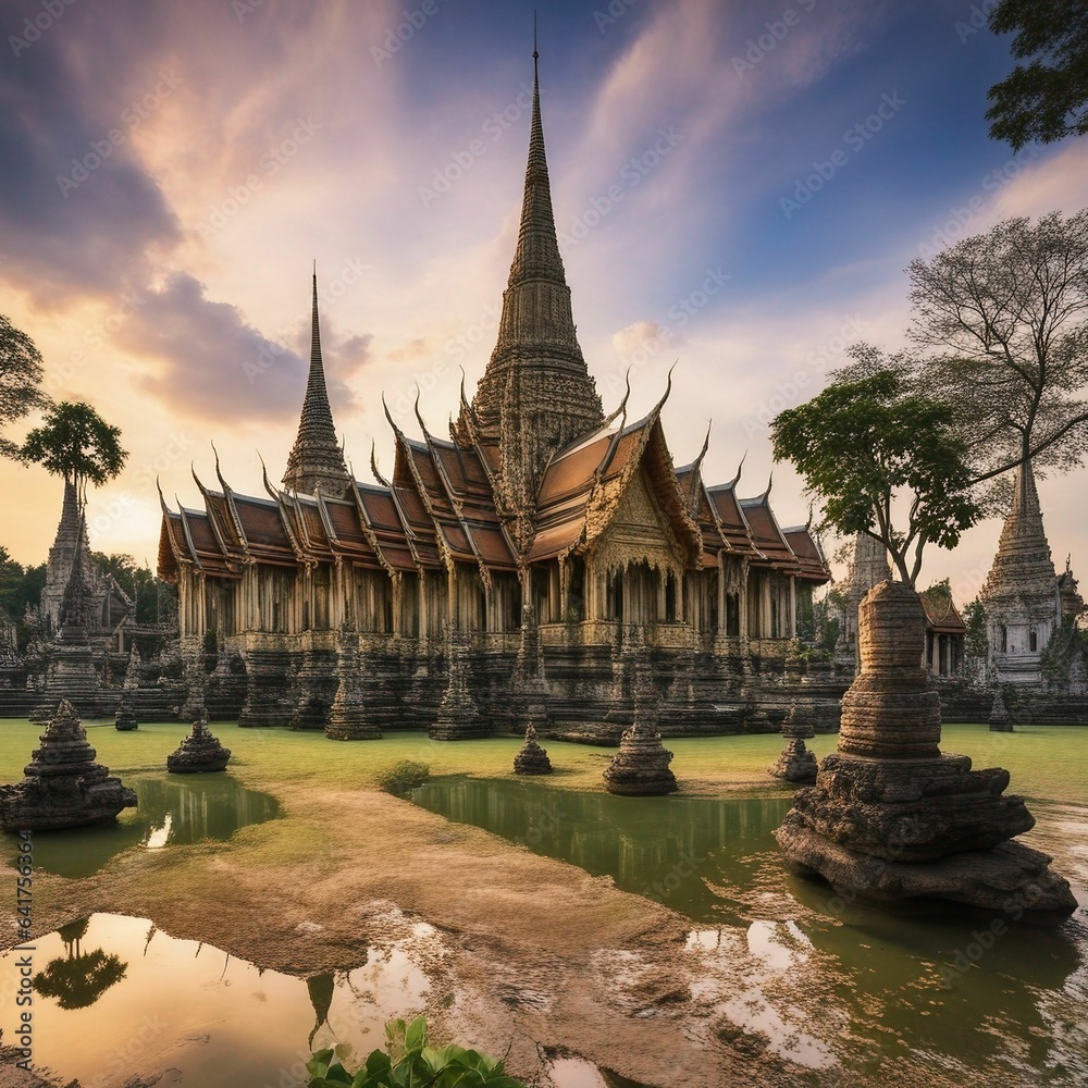 Fototapeta premium Beautiful temple photos buddhist culture ancient sites thailand