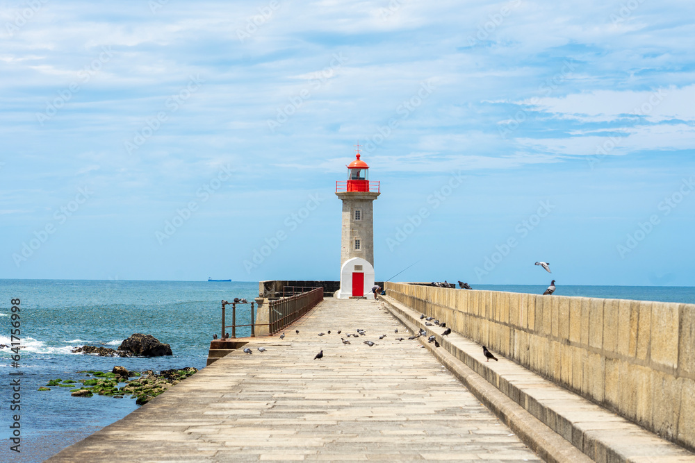Farolim de Felgueiras lighthouse in Porto Portugal seaside