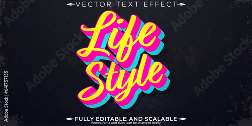 Editable text effect life style, 3d vintage and retro font style