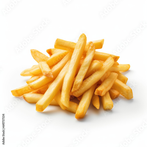 Papas fritas a la francesa en fondo blanco