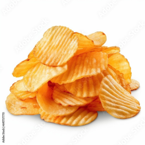 Potato ridged chips isolated on white background