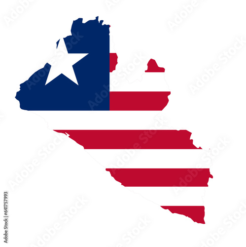 Liberia flag on map on transparent  background