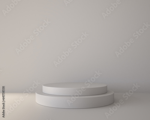 White podium minimal wall scene 3d rendering, 3d illustration
