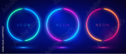Set Of Futuristic Duo Colored Neon Rings