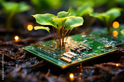 an organic looking plant growing on a circuit board