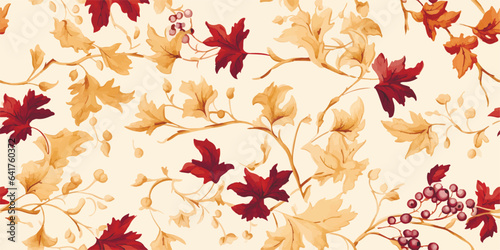 Seamless leaf pattern with brown and black botanical background. Vector design of abstract leaves in autumn colors. perfect for decoration and fabrics