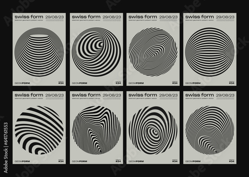 Collection of Geometric Swiss Design Posters. Set of Abstract Circle Shapes. Cool Modern Minimalist Covers.