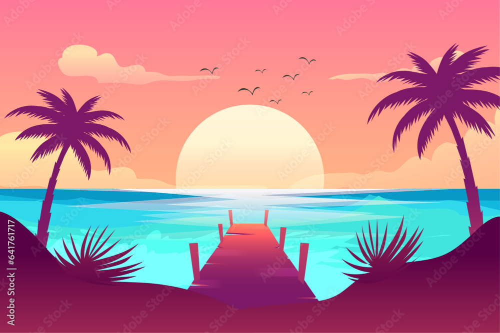 tropical sunset sunrise beach landscape background