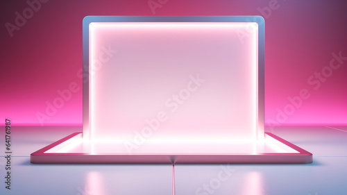 product display background with light frame. 3d podium for your product. Generative AI