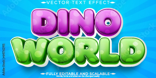 Editable text effect dinosaur, 3d cartoon and funny font style