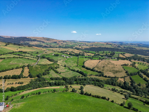 Aerial view of Landscape of the Aubrac plateau, Aveyron, France. High quality photo