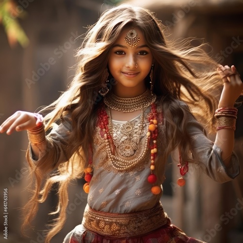 Indian girl dancing national dance