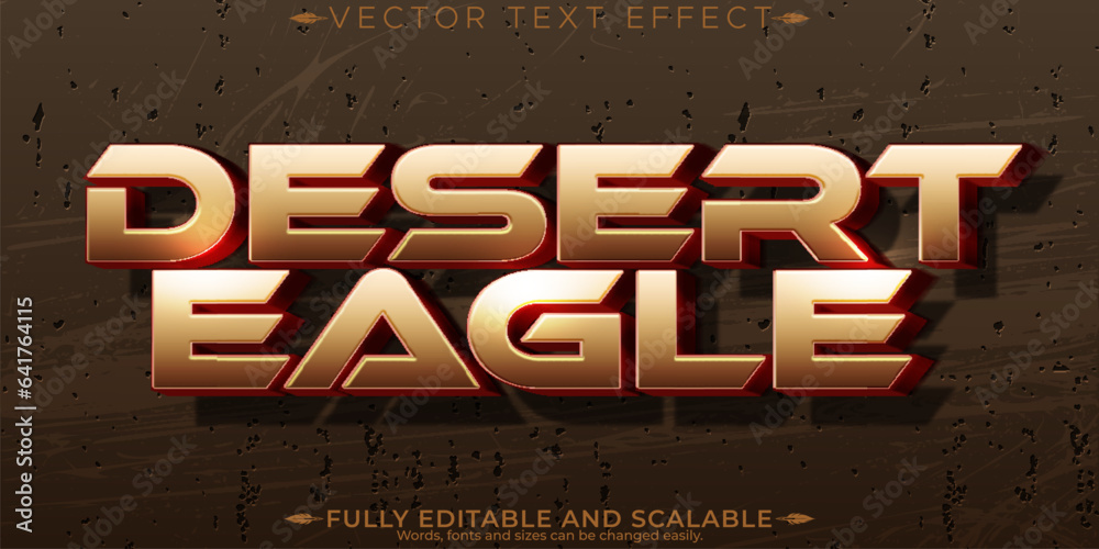 Fototapeta premium Desert eagle text effect, editable old and steampunk text style