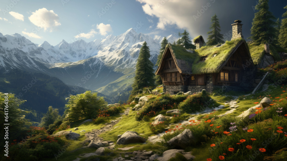 a detached house in the mountains a detached house in the mountains