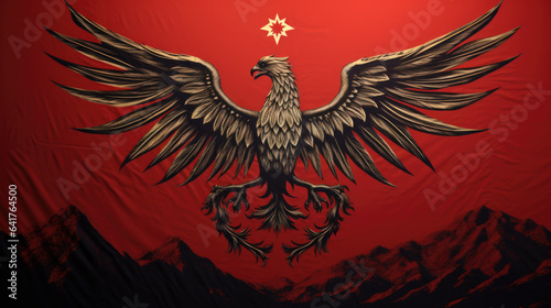 A cartoon of an eagle on a red background
