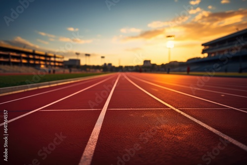 runnin track during sunset, soft focus - athletic drive - AI Generated