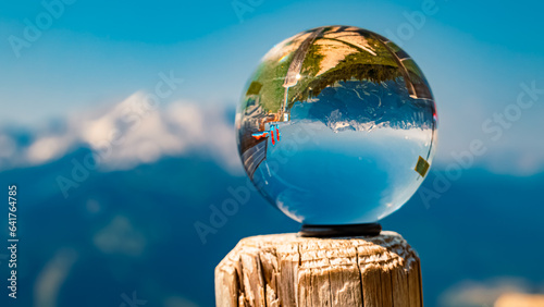 Photography Crystal ball alpine summer landscape shot at Mount Wank, Garmisch-Partenkirchen,