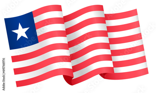 Liberia flag wave isolated on png or transparent background