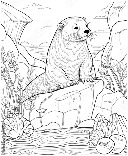 sea otter colouring pages line art