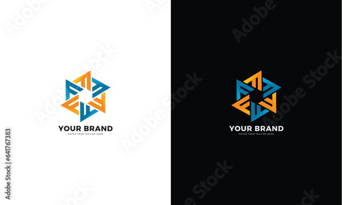 Letter F hexagram logo, vector graphic design photo