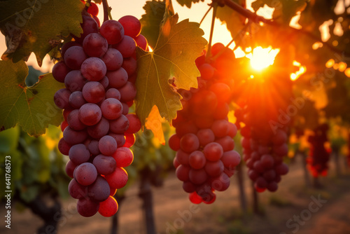 Red Grapes On Vine