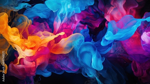 A captivating abstract background created through the technique of pouring and manipulating liquid inks, resulting in swirling and intermingling colors