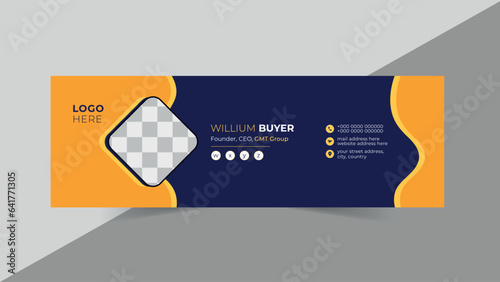 Modern email signature design template, colorful, eye catching design with creative design concept and editable content. 