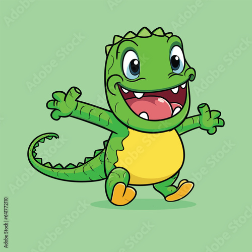Cute crocodile happy mood vector illustration