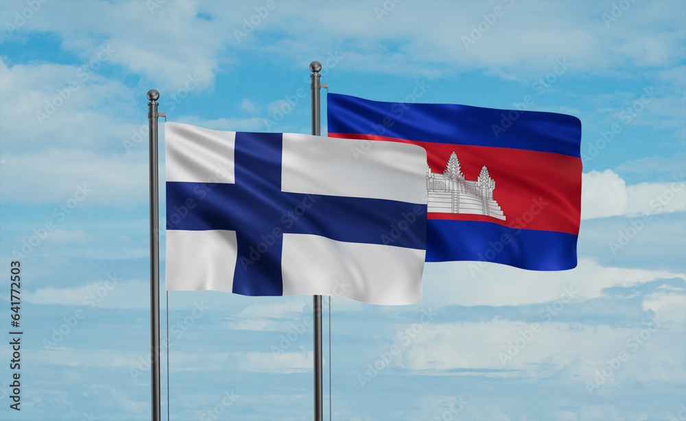 Cambodia and Finland flag