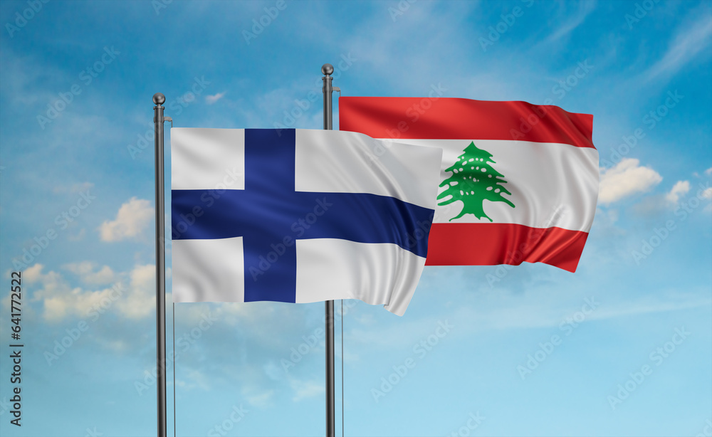 Lebanon and Finland flag