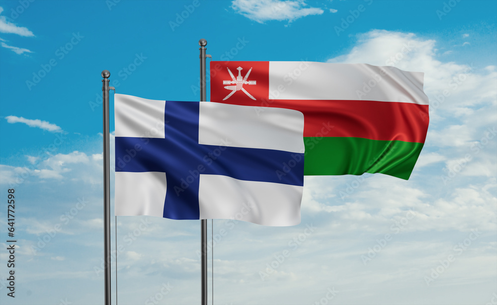 Oman and Finland flag