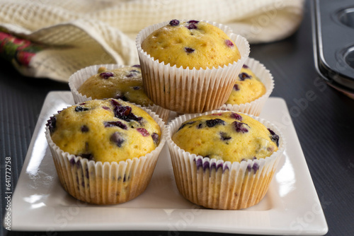 muffin from berries on a dark background. food concept. dessert. bakery. diet